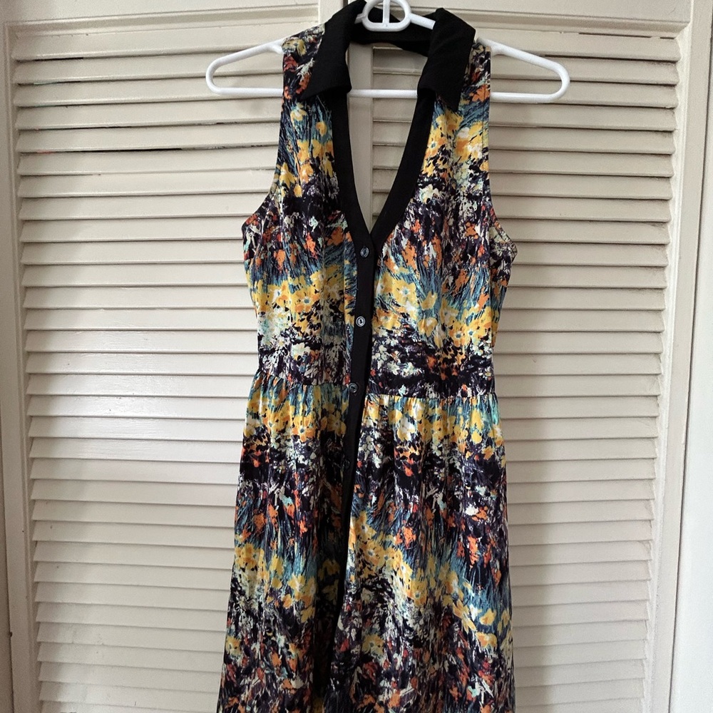 Urban Outfitters Black and Yellow Abstract Floral Dress
